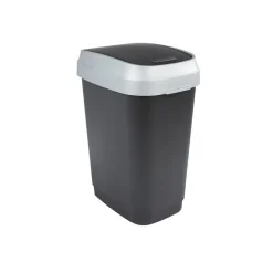 Nettoyage Et Entretien|Gifi Poubelle à rabat 10 L noir et gris