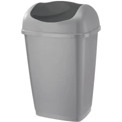 Nettoyage Et Entretien|Gifi Poubelle à rabat bascule grise et noire H52cm 25L