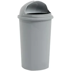Nettoyage Et Entretien|Gifi Poubelle à rabat grise Ø39,5xH75cm 50L