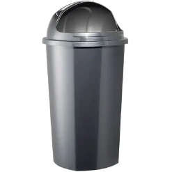 Nettoyage Et Entretien|Gifi Poubelle à rabat plastique noir gris 50L