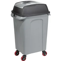 Nettoyage Et Entretien|Gifi Poubelle de garage 70L sur 4 roulettes