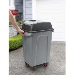 Nettoyage Et Entretien|Gifi Poubelle de garage 70L sur 4 roulettes