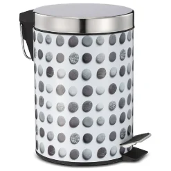 Nettoyage Et Entretien|Gifi Poubelle de salle de bain en métal décor galet 3L
