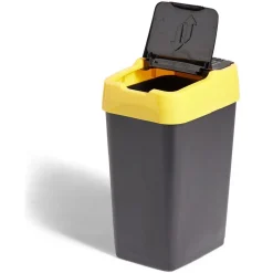 Nettoyage Et Entretien|Gifi Poubelle de tri pour plastique 18L plastique jaune et noir