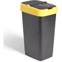 Nettoyage Et Entretien|Gifi Poubelle de tri pour plastique 60L plastique jaune et noir