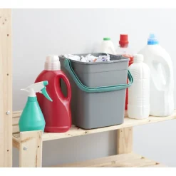 Nettoyage Et Entretien|Gifi Poubelle forme container avec anse gris vert 9 L