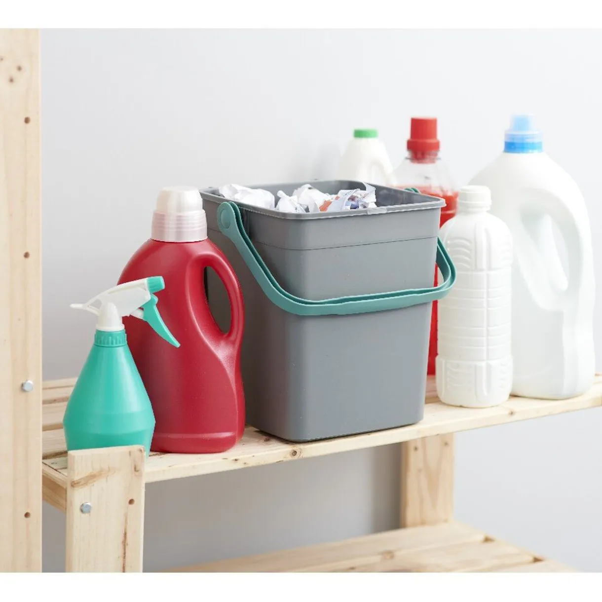 Nettoyage Et Entretien|Gifi Poubelle forme container avec anse gris vert 9 L