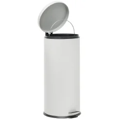 Nettoyage Et Entretien|Gifi Poubelle ronde à pédale métal Blanc 30l