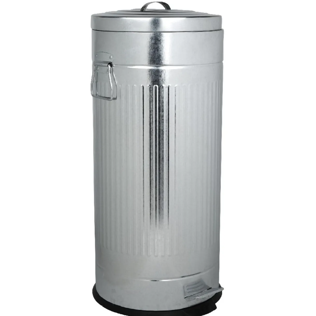 Nettoyage Et Entretien|Gifi Poubelle ronde vintage à pédale gris métallisé 30 L