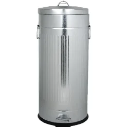 Nettoyage Et Entretien|Gifi Poubelle ronde vintage à pédale gris métallisé 30 L