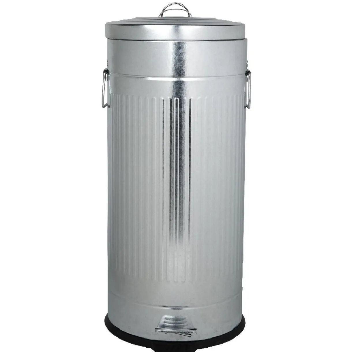 Nettoyage Et Entretien|Gifi Poubelle ronde vintage à pédale gris métallisé 30 L