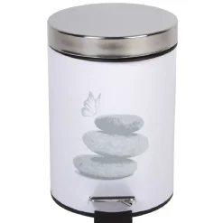 Nettoyage Et Entretien|Gifi Poubelle salle de bain 3 L design galets