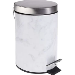 Nettoyage Et Entretien|Gifi Poubelle salle de bain à pédale métal effet marbre gris et blanc 3L