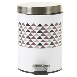 Nettoyage Et Entretien|Gifi Poubelle salle de bain blanche motif triangles 3 L