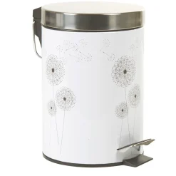 Nettoyage Et Entretien|Gifi Poubelle salle de bain blanche motif pissenlit 3 L