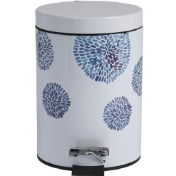 Nettoyage Et Entretien|Gifi Poubelle salle de bain blanche design cyclade bleu