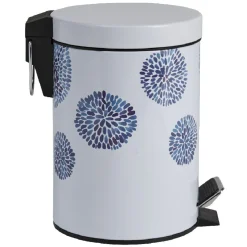 Nettoyage Et Entretien|Gifi Poubelle salle de bain blanche design cyclade bleu