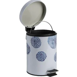 Nettoyage Et Entretien|Gifi Poubelle salle de bain blanche design cyclade bleu