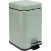 Nettoyage Et Entretien|Gifi Poubelle salle de bain carré à pédale métal vert sauge 16x16xH25,5cm 3L