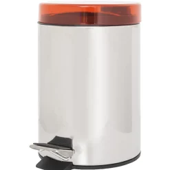 Nettoyage Et Entretien|Gifi Poubelle salle de bain grise et rouge 3 L