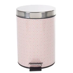 Nettoyage Et Entretien|Gifi Poubelle salle de bain métal motif carreau de ciment rose 3L