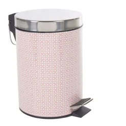 Nettoyage Et Entretien|Gifi Poubelle salle de bain métal motif carreau de ciment rose 3L