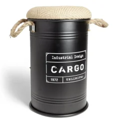 Rangement|Gifi Pouf coffre de rangement petit modèle Ø27xH43,5cm noir