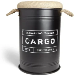 Rangement|Gifi Pouf coffre de rangement moyen modèle Ø34xH49,5cm noir