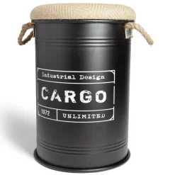 Rangement|Gifi Pouf coffre de rangement moyen modèle Ø34xH49,5cm noir