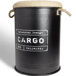 Rangement|Gifi Pouf coffre de rangement grand modèle Ø40xH54,5cm noir