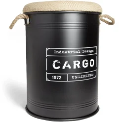 Rangement|Gifi Pouf coffre de rangement grand modèle Ø40xH54,5cm noir