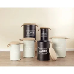 Rangement|Gifi Pouf coffre de rangement grand modèle Ø40xH54,5cm noir