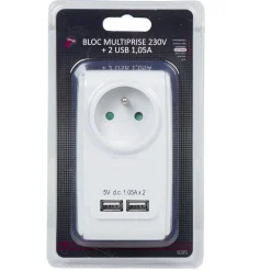 Hot Gifi Prise chargeur 1x 230V et 2 ports USB