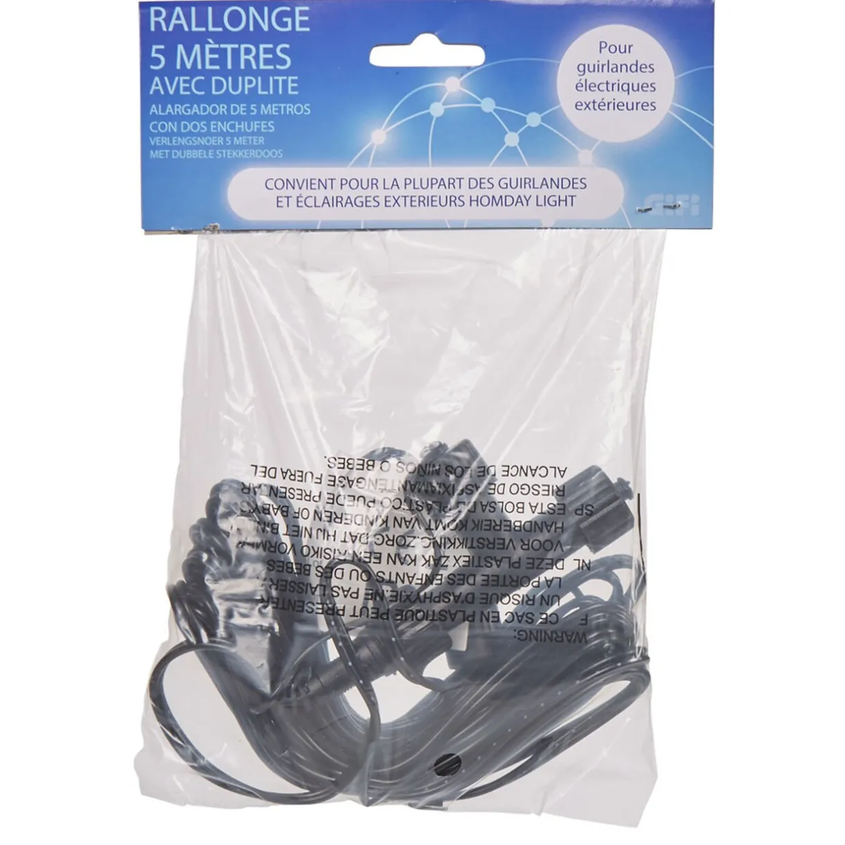 Outlet Gifi Rallonge avec duplite pour guirlande électrique extérieure