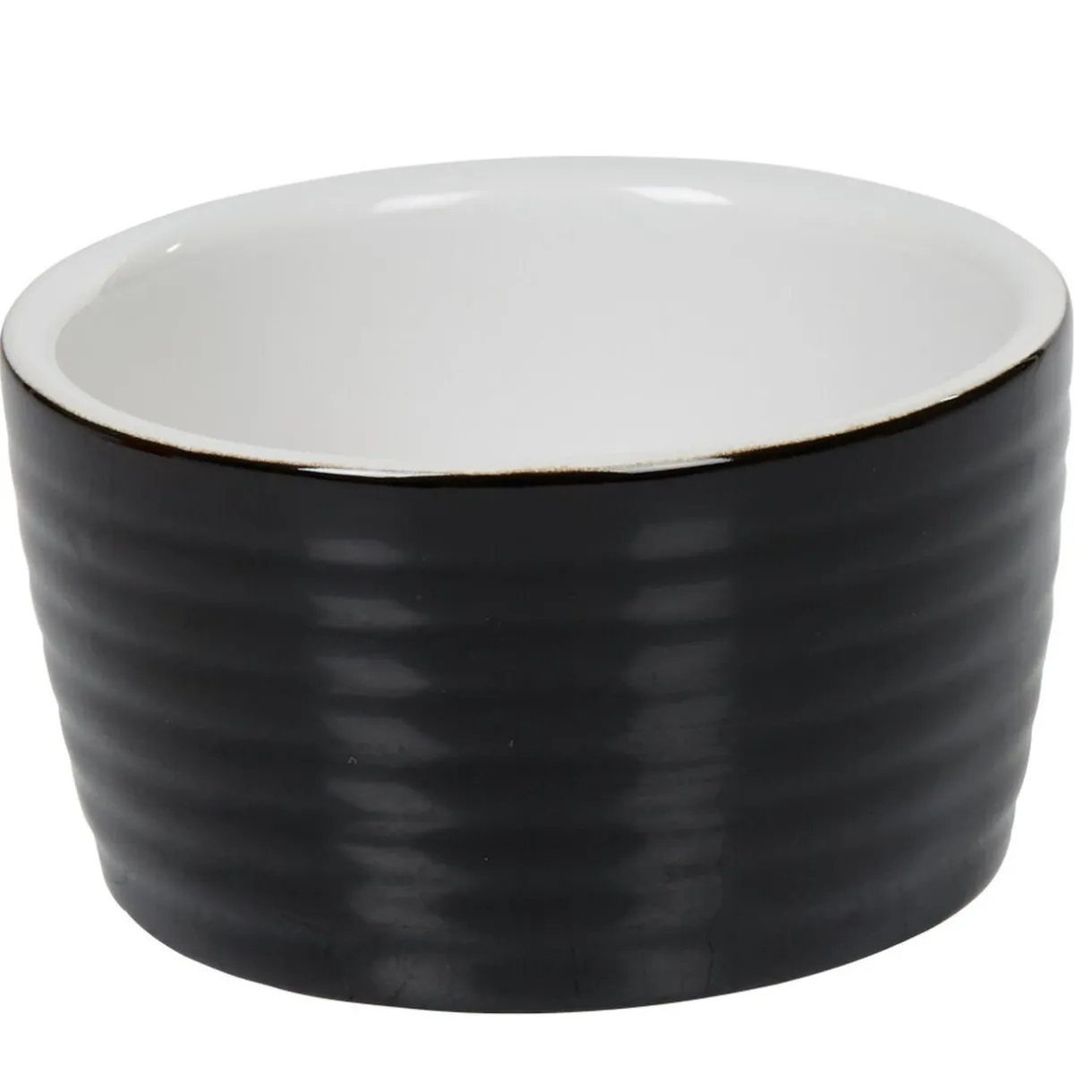 Ramequin individuel grès côtelé noir^Gifi Discount