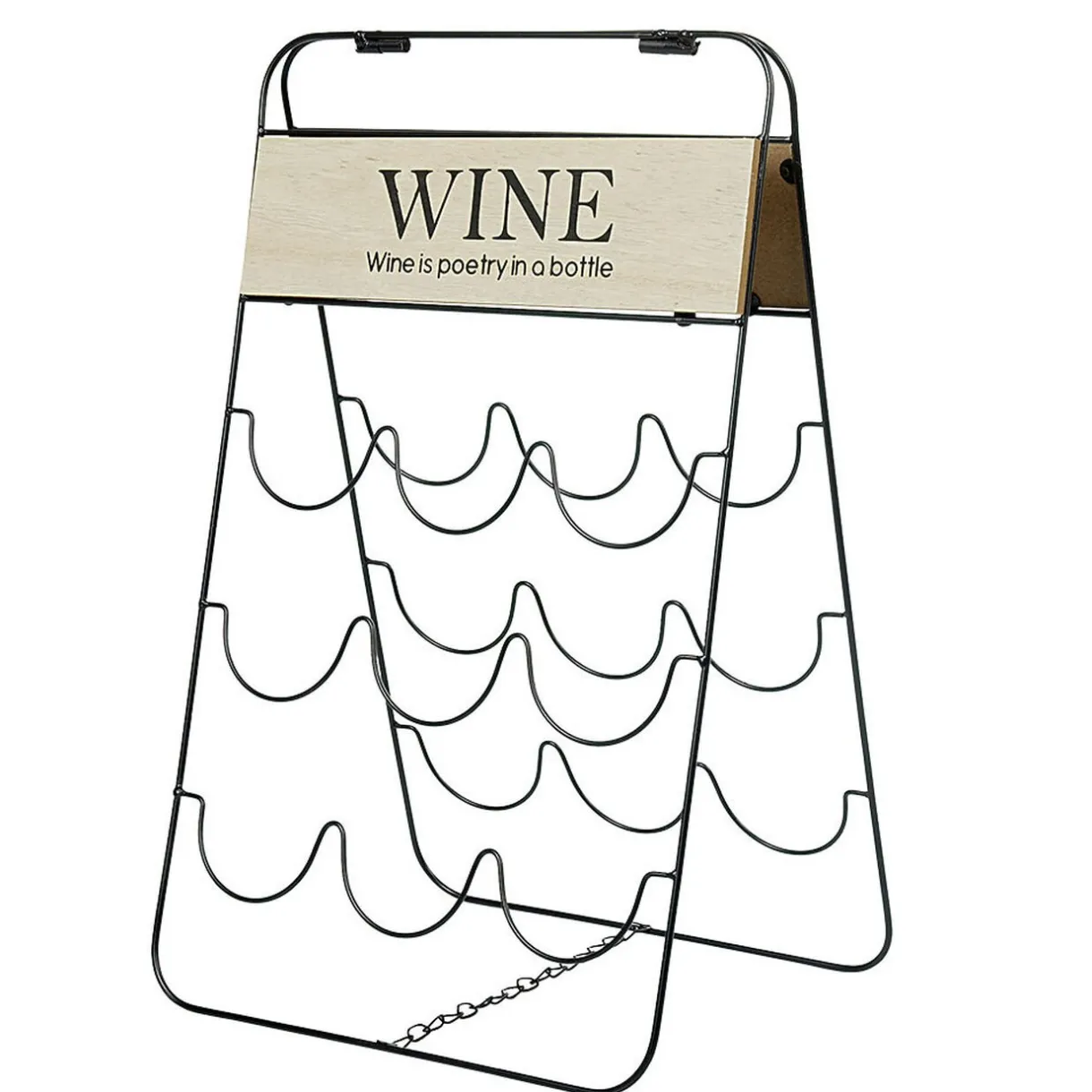 Range bouteilles 9 compartiments métal noir bois design Wine^Gifi