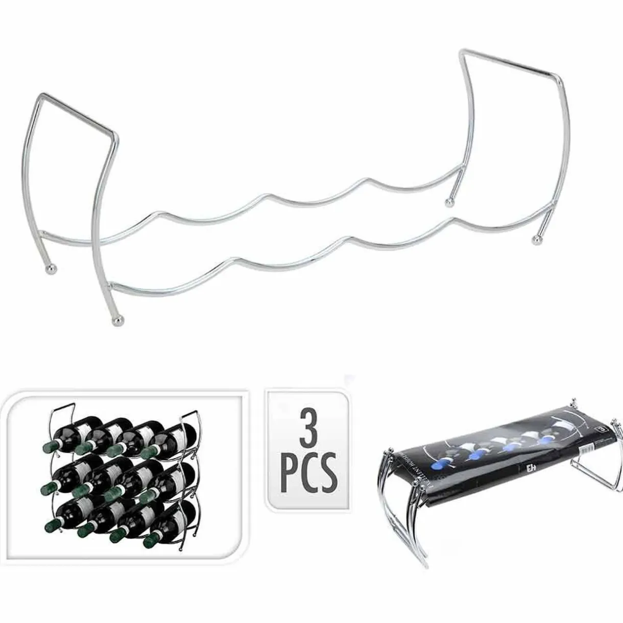 Range bouteilles empilable12 compartiments métal argenté^Gifi New