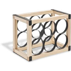 Range bouteilles x6 noir et bois^Gifi New