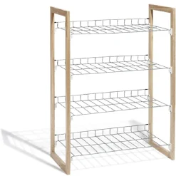 Rangement|Gifi Range chaussures à 4 niveaux gris et naturel
