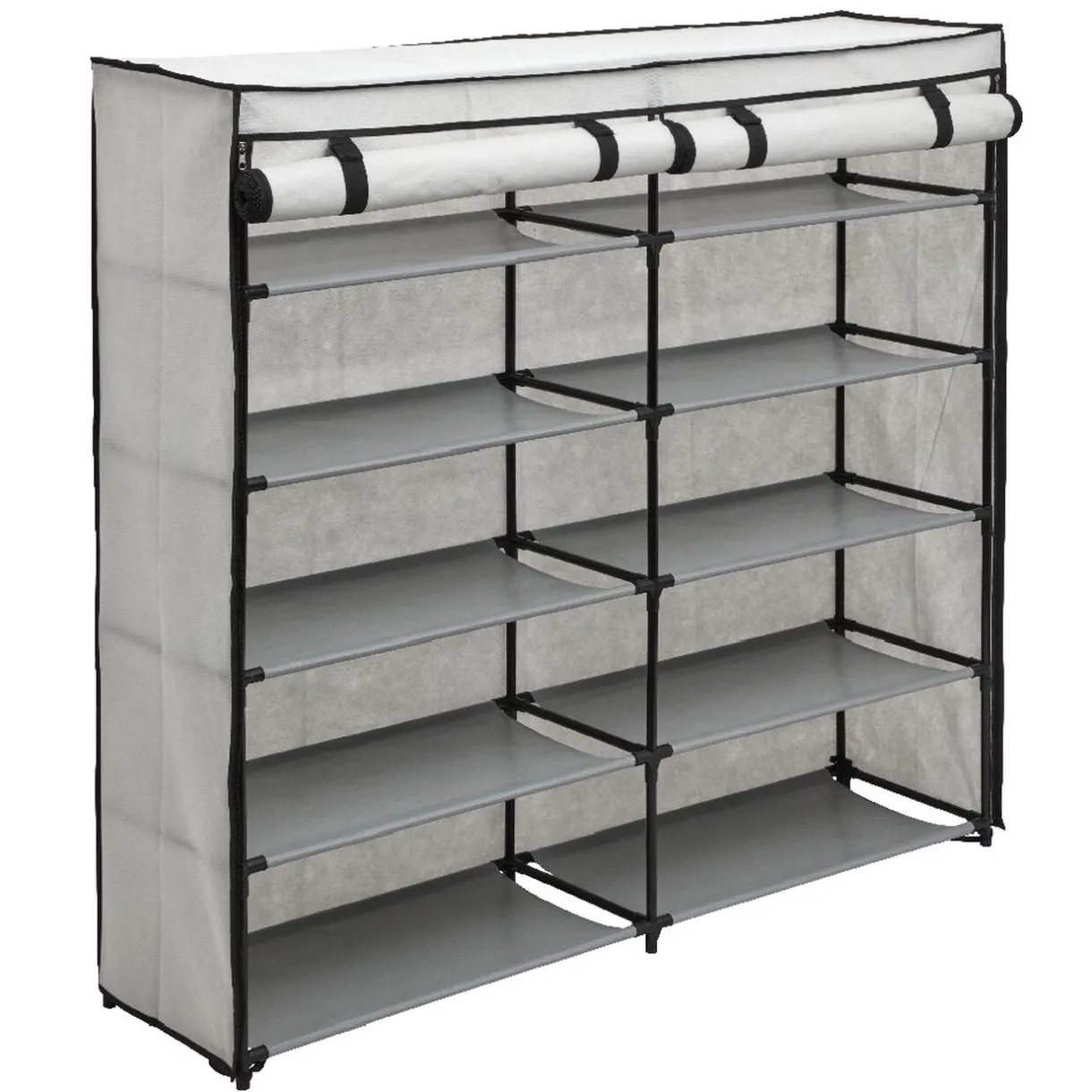 Rangement|Gifi Range chaussures 30 paires en toile gris clair