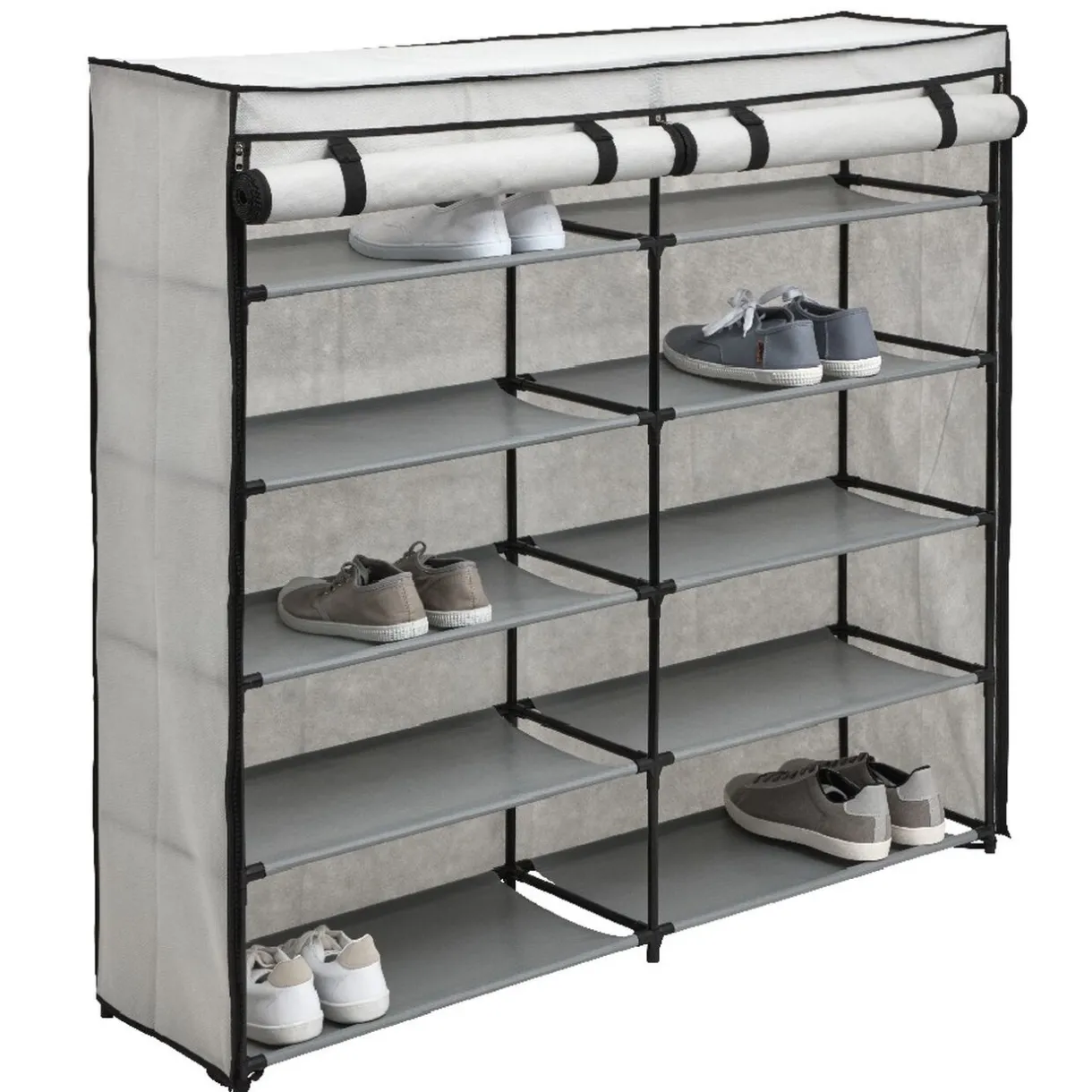 Rangement|Gifi Range chaussures 30 paires en toile gris clair