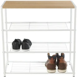 Rangement|Gifi Range chaussures 3 étagères et 1 tablette blanc et naturel