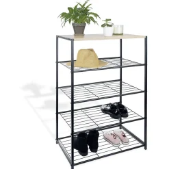 Rangement|Gifi Range chaussures 5 étagères noir naturel