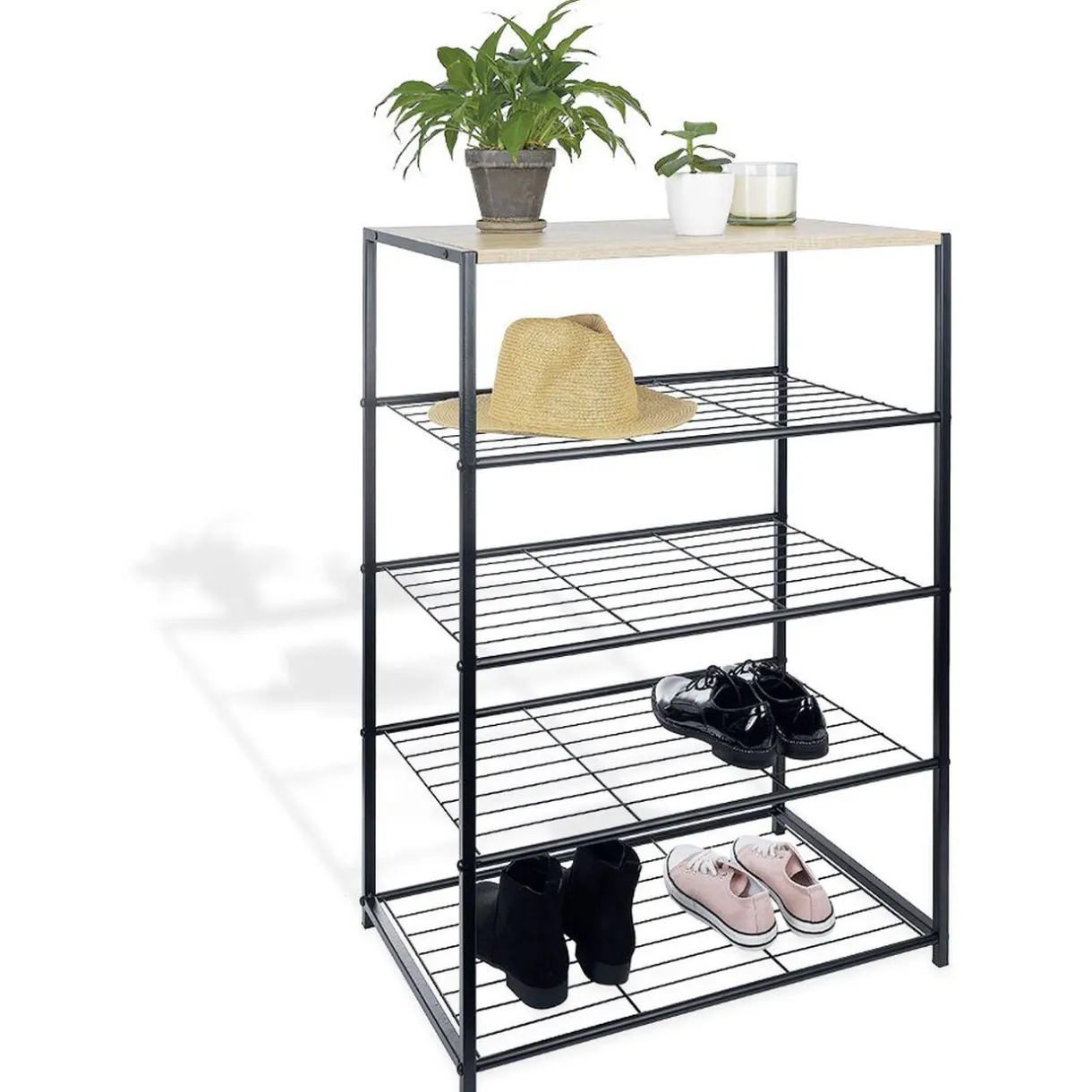 Rangement|Gifi Range chaussures 5 étagères noir naturel