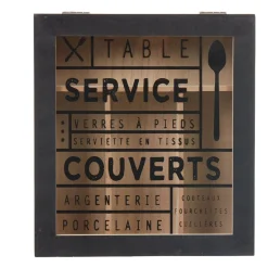 Range couvert mdf naturel couvercle transparent imprimé noir^Gifi Clearance