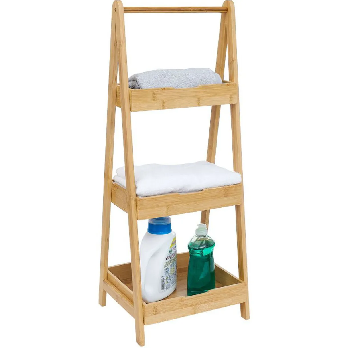 Outlet Gifi Rangement 3 niveaux en bambou naturel 30xH78x25cm