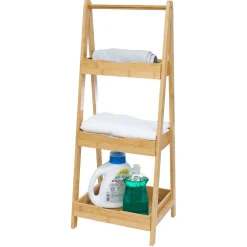 Outlet Gifi Rangement 3 niveaux en bambou naturel 30xH78x25cm