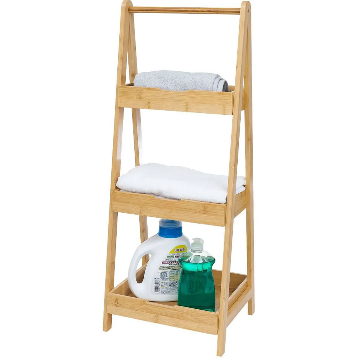 Outlet Gifi Rangement 3 niveaux en bambou naturel 30xH78x25cm