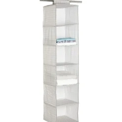 Rangement|Gifi Rangement à suspendre 6 compartiments motif triangle beige et blanc