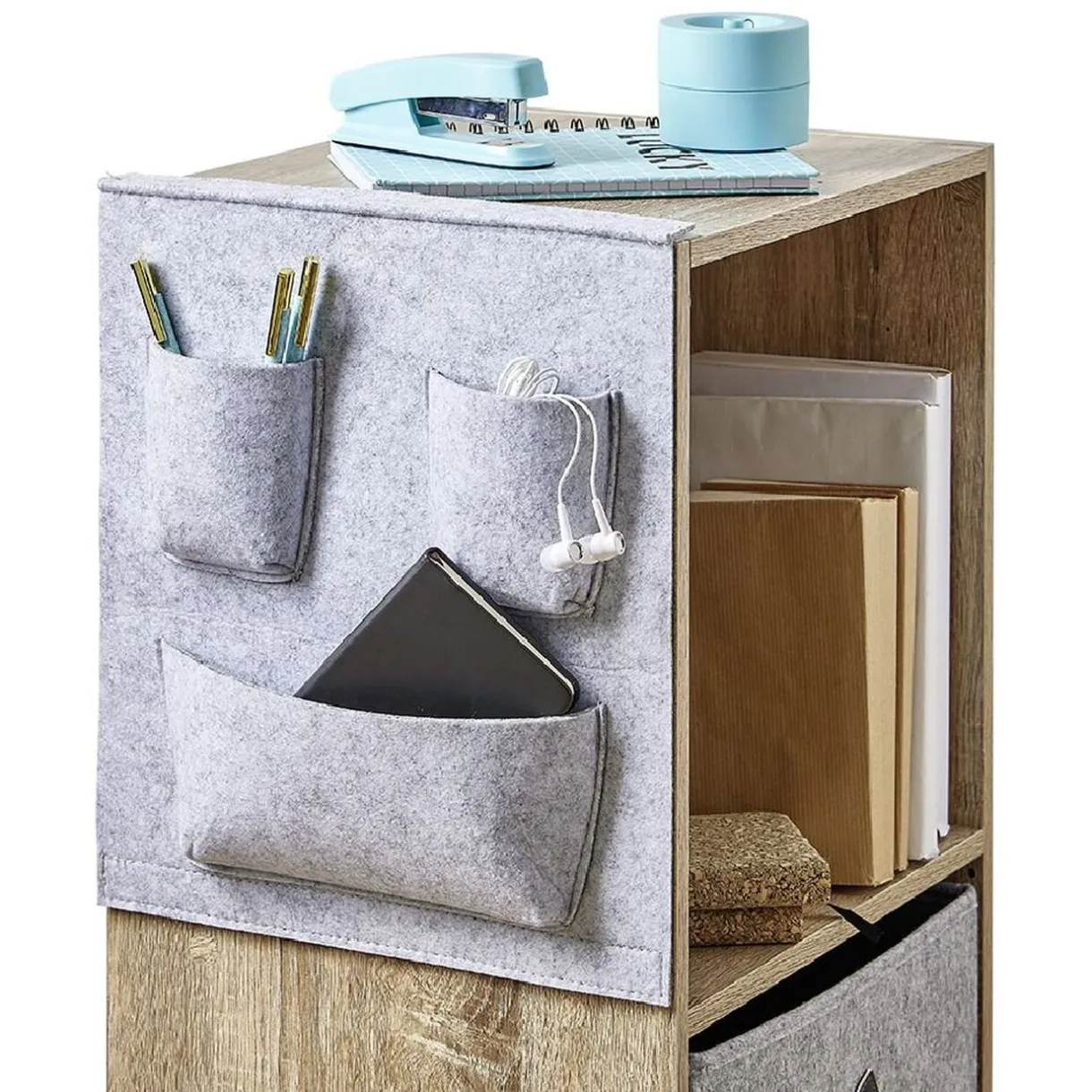 Rangement|Gifi Rangement Box Cube pochette feutrine gris clair 34x30cm